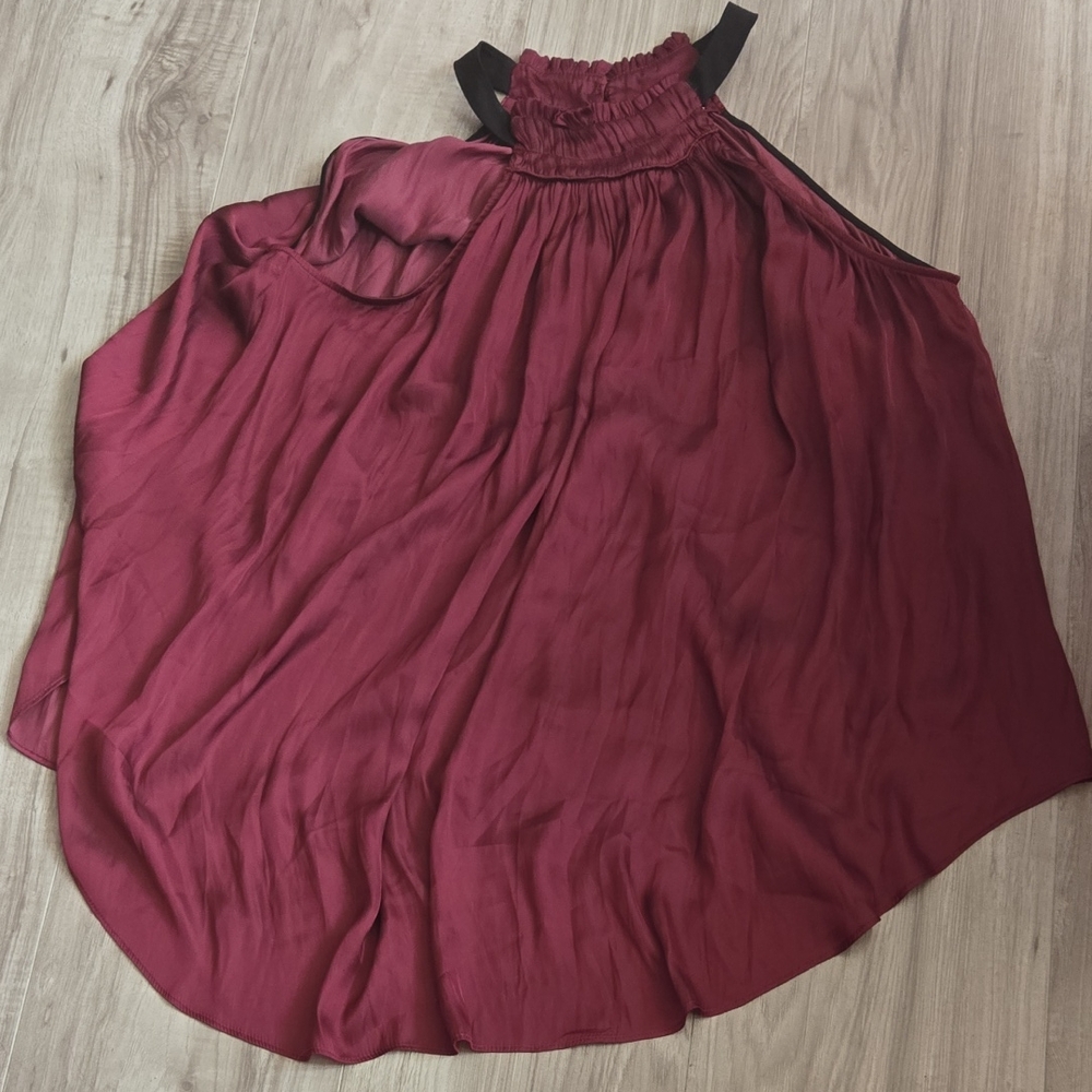 Halston Heritage Deep Red Pleated Dress